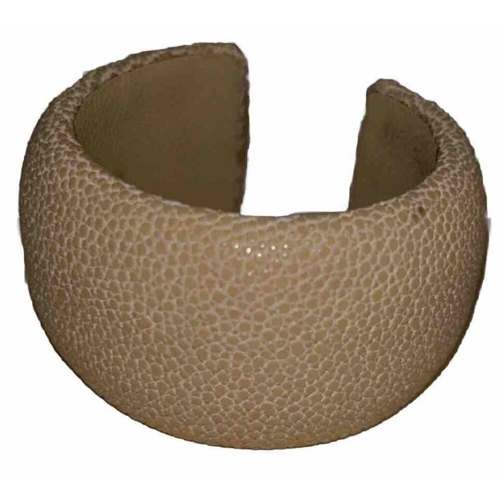 Wide‎ Beige Stingray Leather Cuff Bracelet